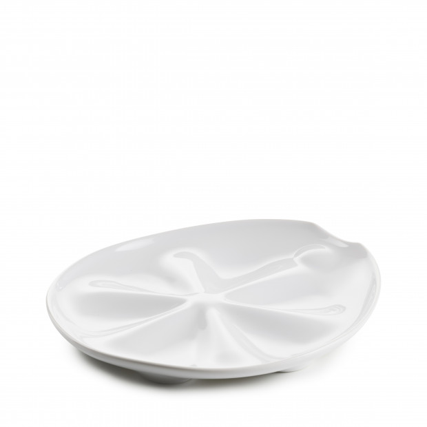 Assiette à huitres en porcelaine - 26 cm - Blanc 