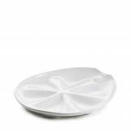 Assiette à huitres en porcelaine - 26 cm - Blanc 