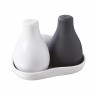 Salière et poivrière en porcelaine - 8.5 cm - Noir et Blanc